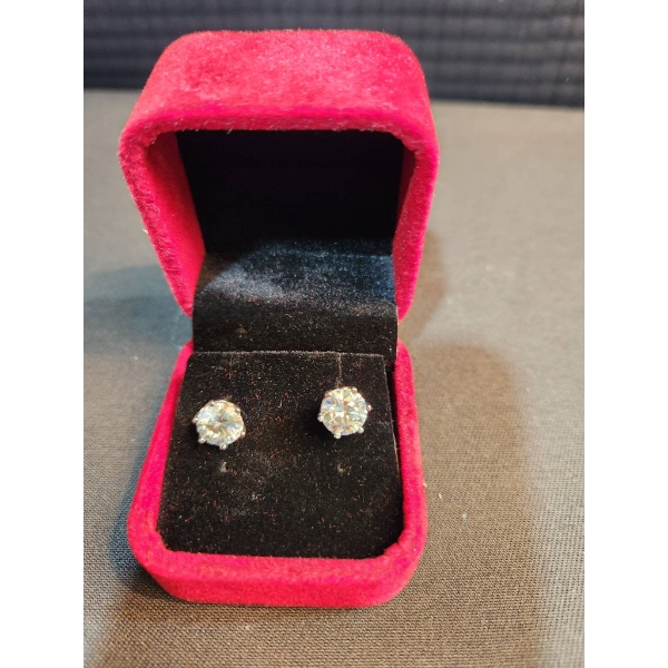 Sterling Silver Screw Back Earrings with 4.00 Ct Moissanite Stones