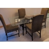 Image 4 : Glass Top Dining Table with 4 Upholstered Chairs and Extra Fabric