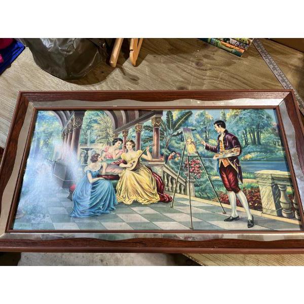 Antique French mirrored piece of art with the Bible story volumes 1-10