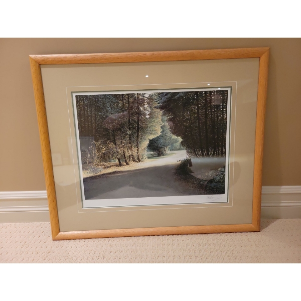 Forest Landscape in Cedar Frame 22x18 Artists Signature Illegable 