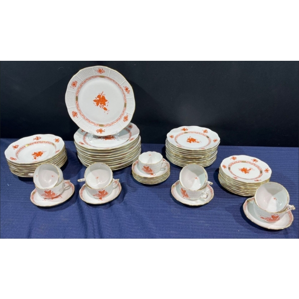 Hand Painted China, 9 Full Placesettings plus Extra Plates