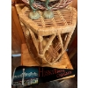 Image 3 : Wicker stool or plant stand, 2x wicker bowls, a felt flag ( husky tower Calgary) and Antique Art Nou