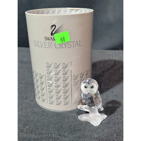 Swarovski Crystal Owl Figurine with Frosted Base
