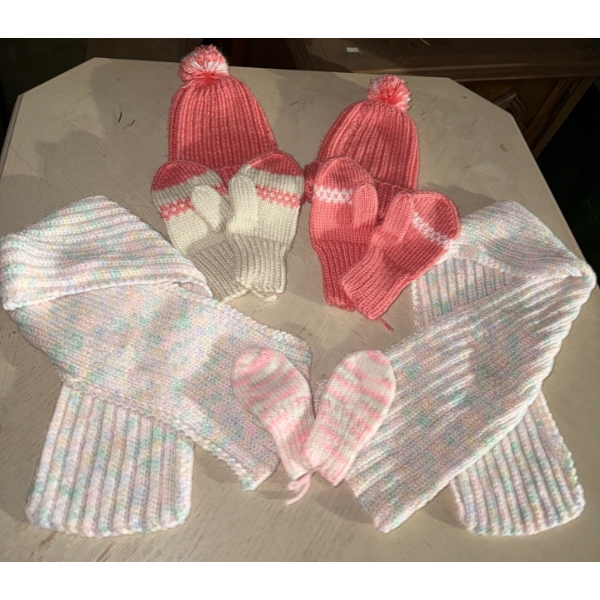 Handmade Collection Of Children's Winter Mittens & Toques w/ Scarves too!
