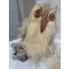 Image 2 : Indigenous Folk Art - Genuine Marmot Fur Owl Nest w/ Owl Family 7.5T (9 Pieces) 