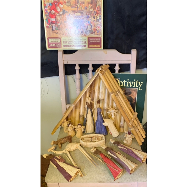 Corn Husk Nativity Scene w/ Puzzle Advent Callender & More		