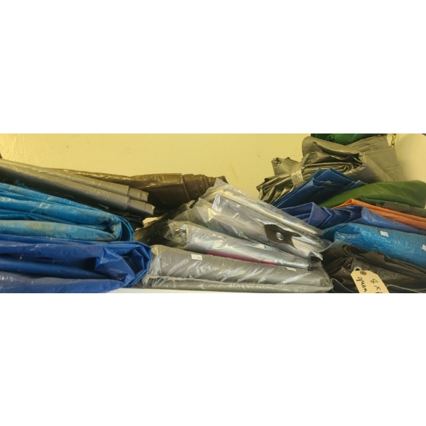 Tarps, Burlap, Cleaning Bucket, Floor Sweeper, Fireplace Tools, Brooms- Scroll Photos