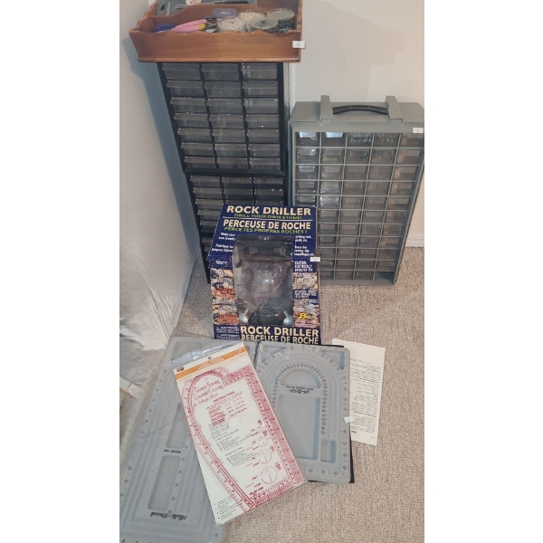 Craft Rock Driller, Bins: Grey 13 W, 7 D, 20 T, 3 X Black 10 W, 6.5 D, 10.5 T, Bead Boards and More!