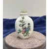 Hand Painted Bird on Flowers Snuff Bottle with Spoon 2.5H