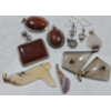 Image 3 : Polished Golden Sandstone + Agate Stone Pendants With Gold Plated Clasps + 925 Settings