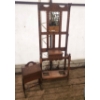 Image 1 : Beautiful Antique Hall Tree and Unique Wooden Storage Box on Stand - Measure's In Description