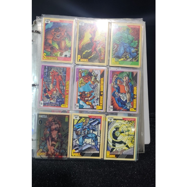 Binder w/ Marvel Comic Trading Cards and Several Comics- Superman No 1 is Reproduction Copy