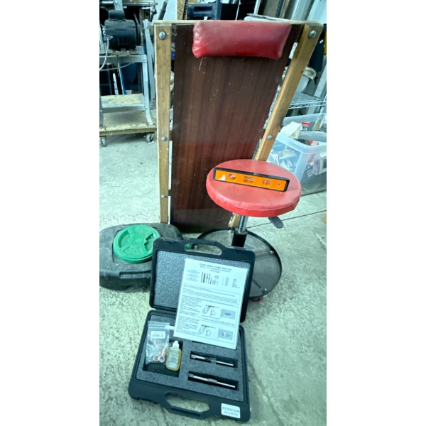 Spark Plug Repair Kit, Mechanic Creeper & Rolly Chair & Oil Pan