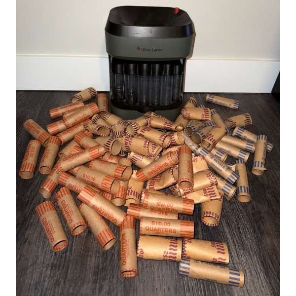 Ultra Sorter Coin Sorter Machine w/Coin Rolls For Canadian Coins