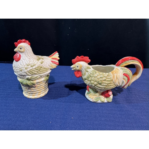 Royal Doulton Chicken Themed Cream and Sugar Set