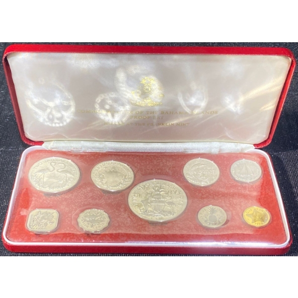1974 Bahamas Silver Proof 9-Coin Set 2.87 Ounces