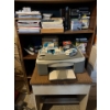 Image 2 : Shelf with a number of books, office supplies, printer with printer ink still with storage underneat