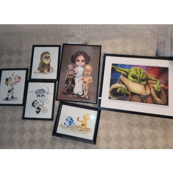 Star Wars Reproduction Art Prints Featuring: Yoda, Princess Leia and Other Characters 