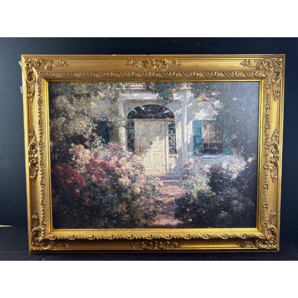 Abbot Fuller Graves Oil On Canvas Art - Doorway & Garden 27x19.5