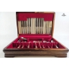 Image 1 :  Walker & Hall Sheffield England" Set. Wooden Storage Chest, Dinner Knives, Forks, And Spoons 46 PCS