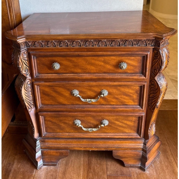 Gorgeous Wood Bed Side Table, Contents NOT Included; 30In Wide, 18In Deep, 30In Tall 