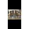 Image 2 : Set of 4 dining chairs in nice condition with soft padded seating surface and lovely wood legs.