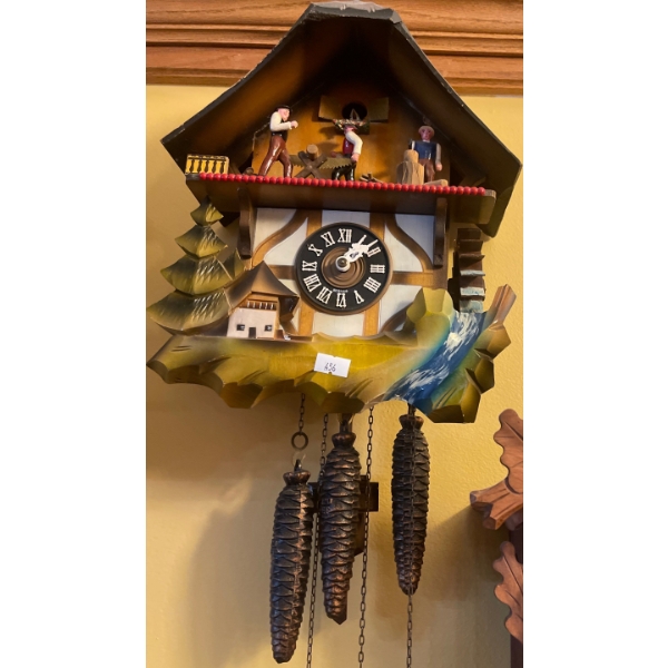 Animated Black Forest Lumberjack Cuckoo Clock 16T 