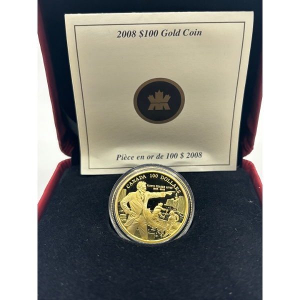 3E 2008 $100 Descending the Fraser River, 200th Anniversary - 14-kt. Gold Coin 12g
