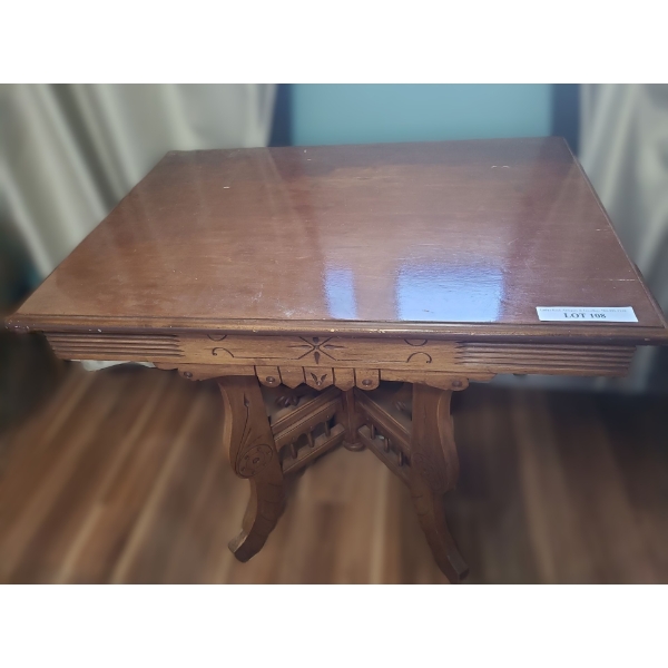 Vintage Eastlake Wood Table 32 w 23 d 29 h