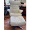 Image 1 : Amazing Retro Leather Chair With Foot Stool Metal base and Wood frame H40 W32" D19"