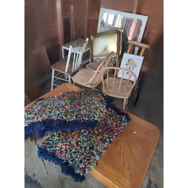 Coffee Table 49 W, 29 D, 17 T, Mirror 29 X 46, Utility Doorway Rugs, Chairs and More!