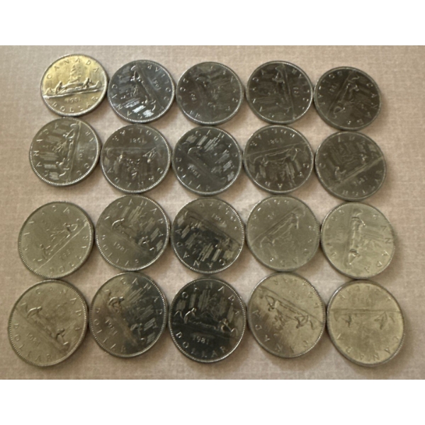 1981 Canadian Voyageur $1 Dollar Coins - Nickel Dollars