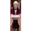 Image 1 : Butler Resin Statue with Red Blazer Holding Tray 37 T, 11 L, 10 W 