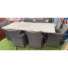 Image 4 : Seven Piece Grey Rattan Patio Out Door Dining Set Featuring A Rectangular Table & Six Wicker Chairs