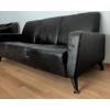 Image 5 : Vintage Genuine Leather 3 Seat Sofa w/ Chrome Legs 