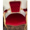 Image 3 : 2 PCS. Neo Baroque Red Velvet Parlor Chairs 34T ( One Is Slightly Deflated )