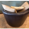 Image 5 : Exquisite Leather Swivel Chair w/ Matching Pillows - 43W, 33T 