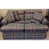 Image 1 : Plaid Upholstered Loveseat with Two Matching Cushions