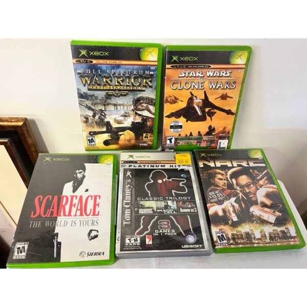 Xbox games full spectrum warrior 10 hammers, Star Wars, the clone wars, narc, 3games in one Scarface