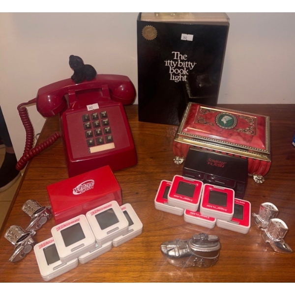 Multi Player Handheld Gamimg Devices 'Yatzee & Scabble' Chrome Lighter Cowboy Boots S&P & More