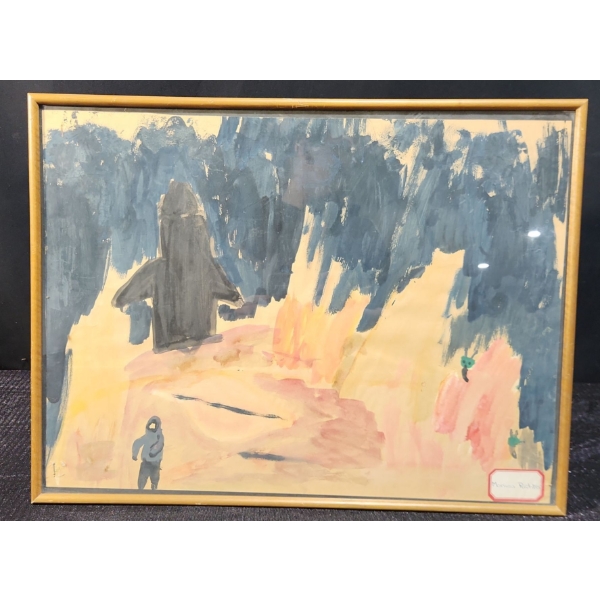 One of a Kind Original Space Abstract Painting on Cardstock