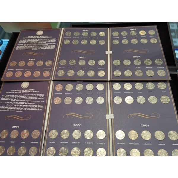 United States Commemorative Statehood Quarters Completed Albums 1 & 2 1999-2008
