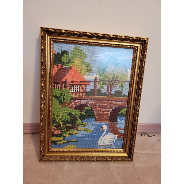 Embroidered Cottage Art 13x17