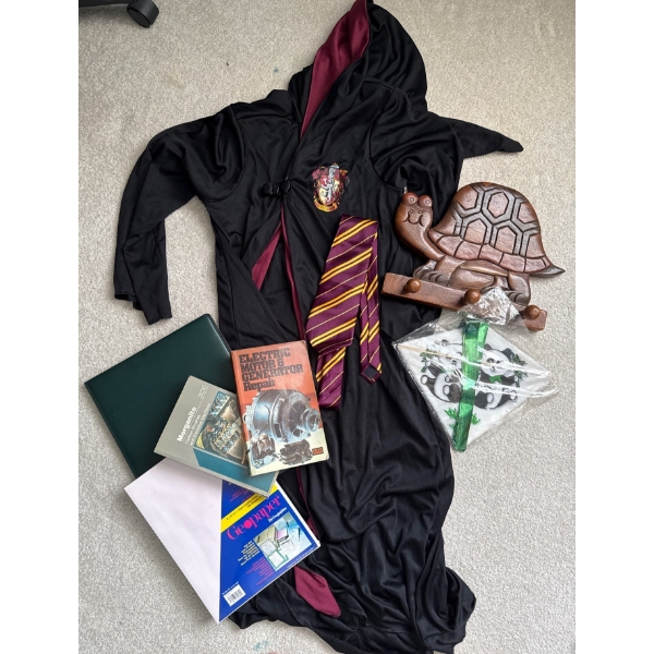 Gryffindor Robe w/ Assorted Vintage Randoms - Books Turtle Figure & More