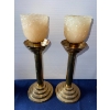 Image 2 : Brass Candlestick Holders w/ Amber Hobnail Votive Candle Holders & More