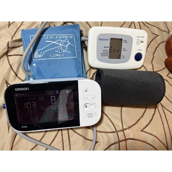 2 Working Blood Pressure Monitors. One By Life Source and Other By Omron