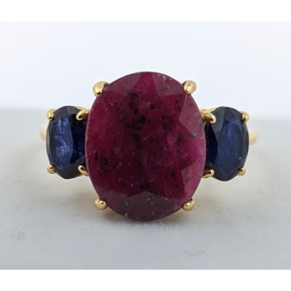 4.92 g Certified Silver Ruby / Sapph gemstone Ring ($7,871 Appraisal)