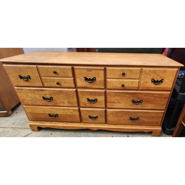 Light Wood Long Boy Dresser With Multiple Drawers and Spacious Design