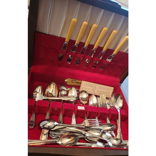 Cutlery Pieces (Electroplated Brass and Stainless Pieces) w/ Box 15 W, 11 D, 4 T