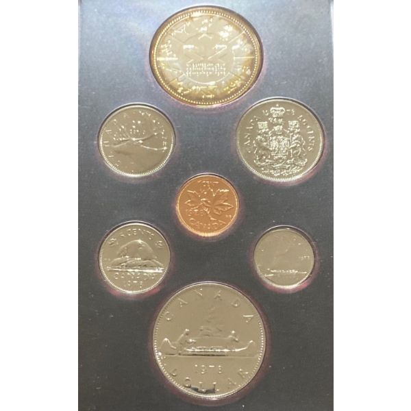1978 Canada Double Dollar Proof Coin Set Silver Dollar 50% Silver 23.3 Grams